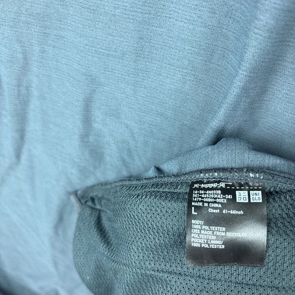 Uniqlo Dry-Ex Lightweight Athletic Jacket Full Zip Mens Large Gray Hooded Baggy - Picture 6 of 8